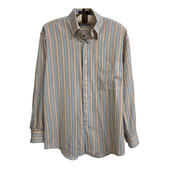 Alan Flusser Other - Alan Flusser Shirt Small Blue White Striped Button Up Long Sleeve Casual Mens